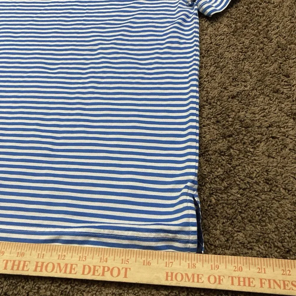 Ralph Lauren Polo Shirt Mens S Blue White Striped Pro Fit Short Sleeve Cotton